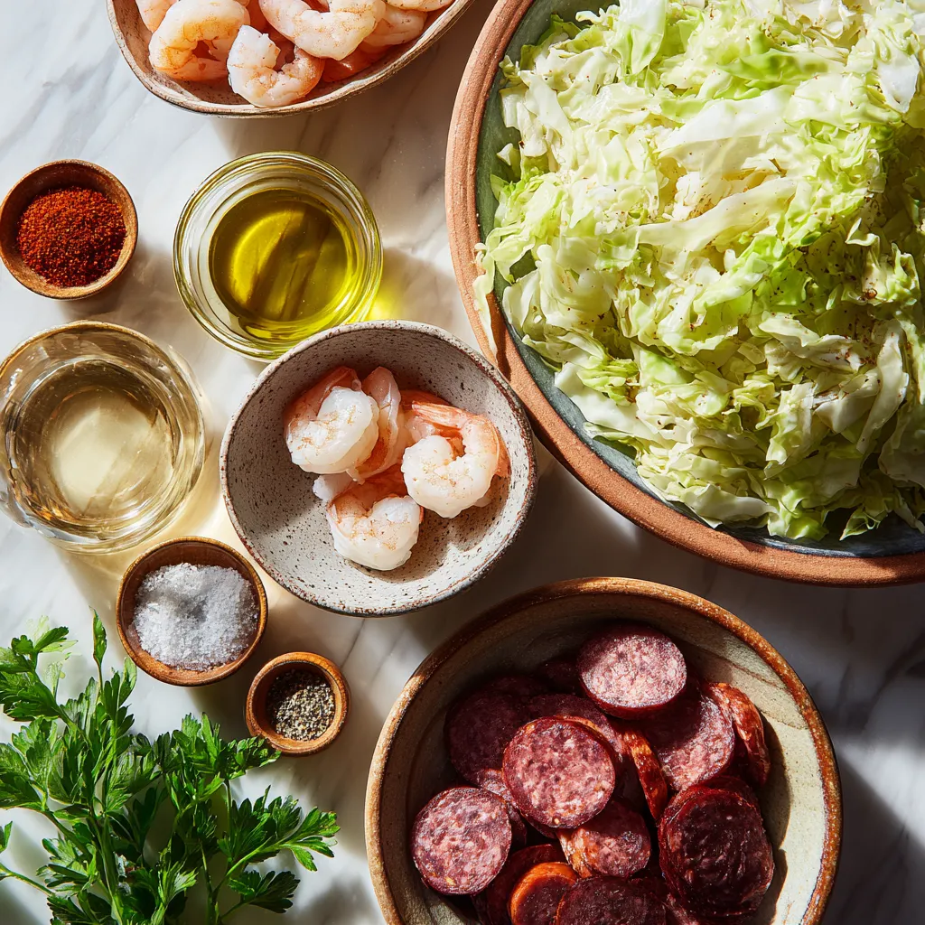 Fried Cabbage with Shrimp Sausage 2