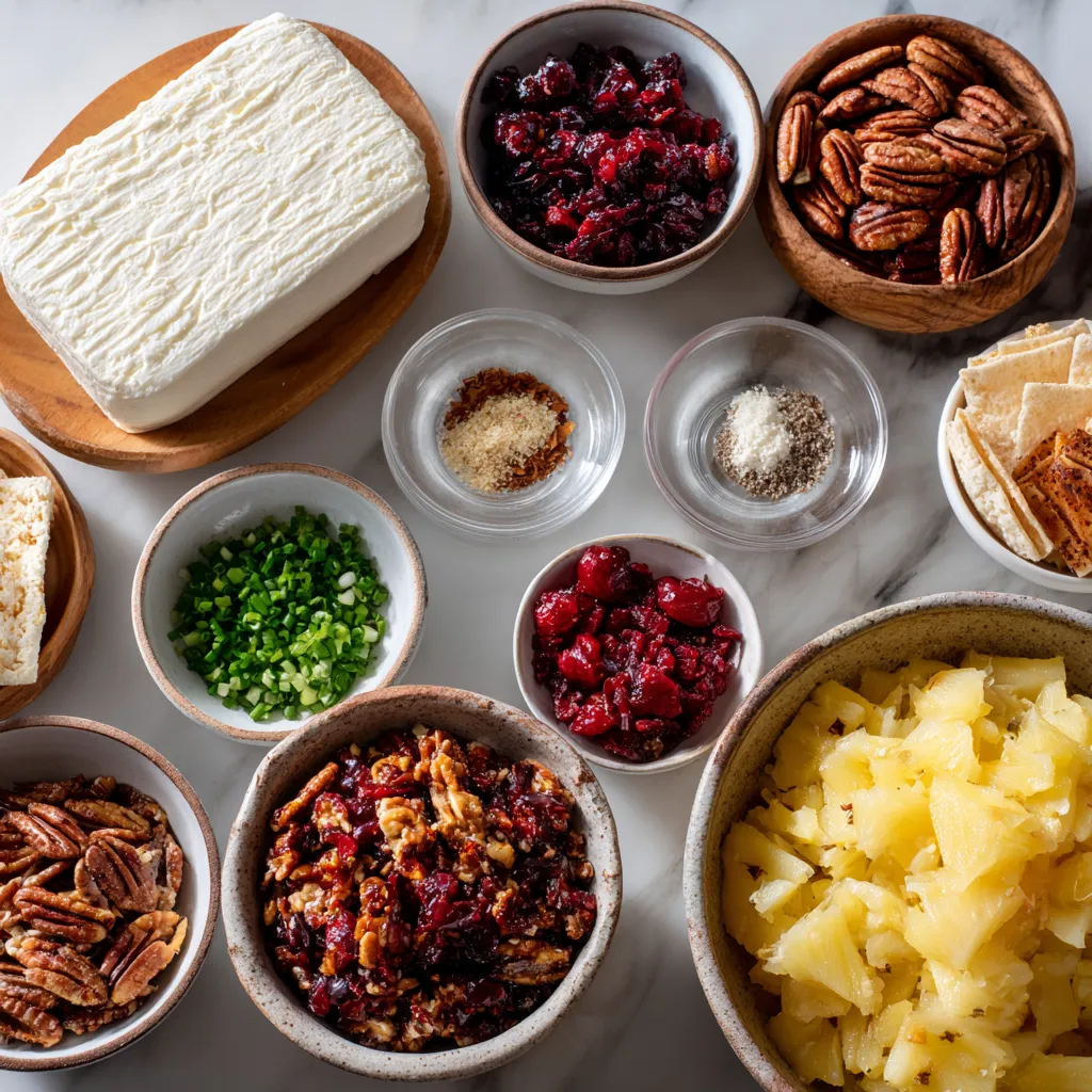 Tropical Cheese Ball Christmas Tree with Pecans 2